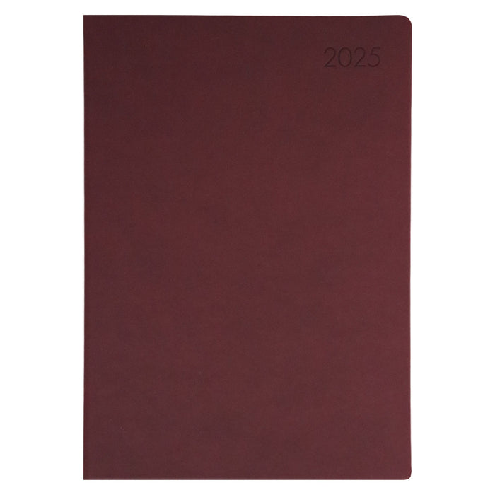 2025 Collins Rhapsody A43 Appointment Diary, Week To View, Soft Touch Skiver PU Cover, Maroon, 210mm x 297mm