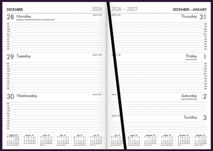 2027 Collins Rhapsody A43 Appointment Diary, Week To View, Soft Touch Skiver PU Cover, Maroon, 210mm x 297mm