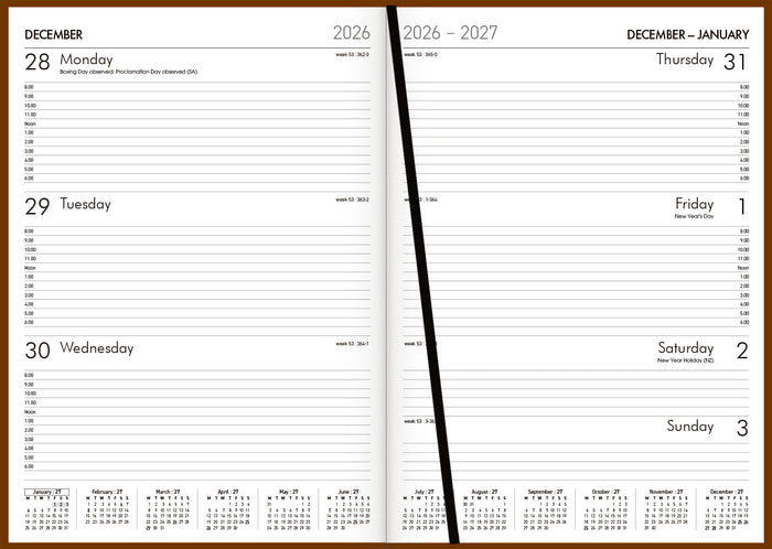2027 Collins Rhapsody A43 Appointment Diary, Week To View, Soft Touch Skiver PU Cover, Cappuccino, 210mm x 297mm