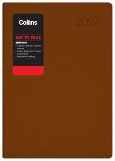 2027 Collins Rhapsody A51 Appointment Diary, Day Per Page, Soft Touch Skiver PU Cover, Cappuccino, 148mm x 210mm