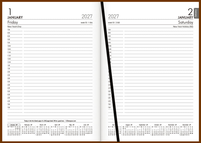 2027 Collins Rhapsody A51 Appointment Diary, Day Per Page, Soft Touch Skiver PU Cover, Cappuccino, 148mm x 210mm