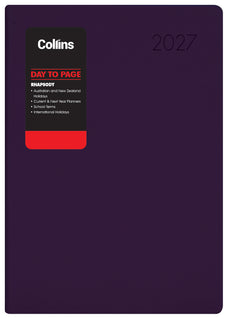 2027 Collins Rhapsody A51 Appointment Diary, Day Per Page, Soft Touch Skiver PU Cover, Maroon, 148mm x 210mm