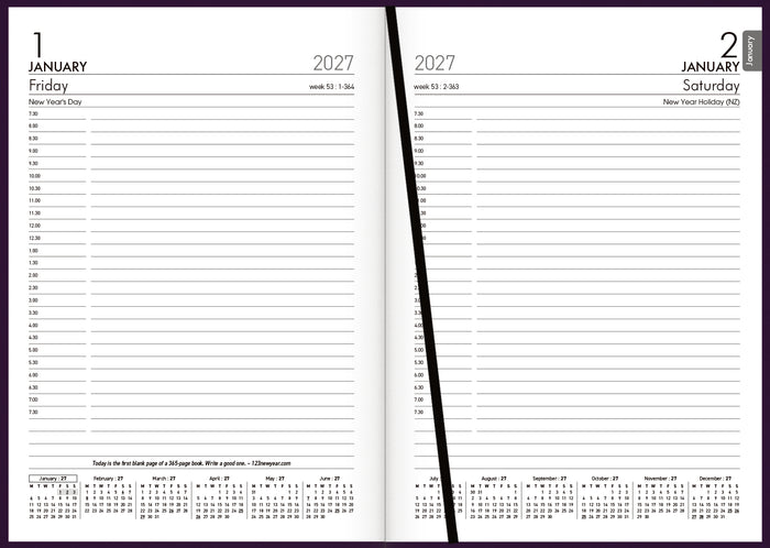 2027 Collins Rhapsody A51 Appointment Diary, Day Per Page, Soft Touch Skiver PU Cover, Maroon, 148mm x 210mm