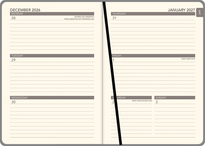 2027 Collins Diary A53 Executive, Week to View, PU Leather Hard Cover, 148mm x 210mm