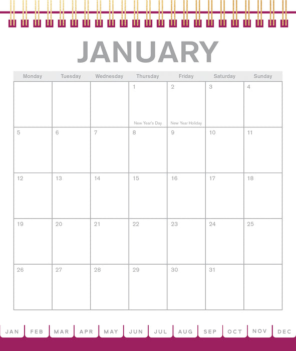 2027 Collins Desk Calendar, Cosmo, Golden Wiro Bound, 175mm x 210mm