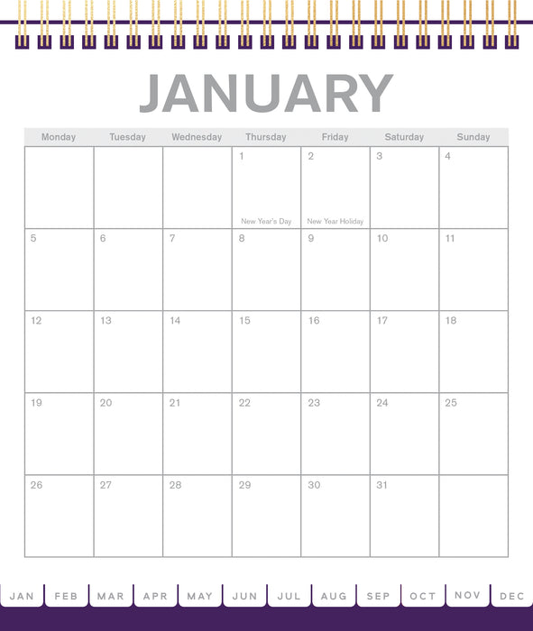 2027 Collins Desk Calendar, Painterly, Golden Wiro Bound, 175mm x 210mm