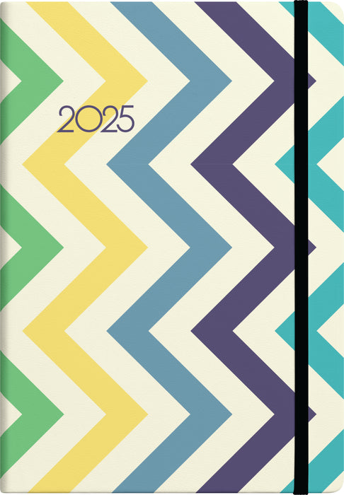 2025 Collins Diary A51, Day Per Page, Laminated Hard Cover, Geometric, Assorted Design Cover, 148mm x 210mm