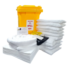 120 Litre Oil / Hydrocarbon Spill Kit in Wheelie Bin Premium DTSKOIL120LTR