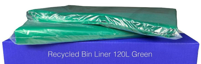 120L Green Recycled Bin Liners x 200's pack (900 x 1330mm x 30mu) MPH2614