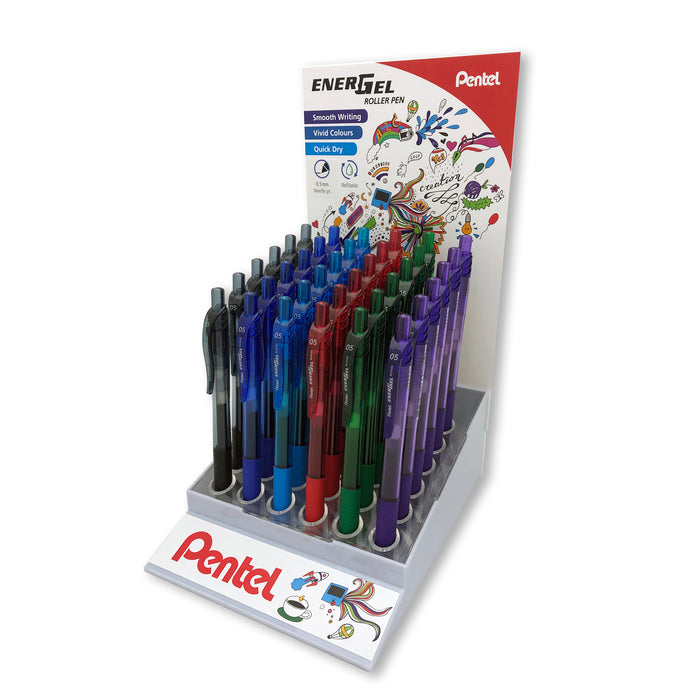 Pentel BLN105 Retractable Energel 0.5mm Gel Pen Basic Colours - Pack of 36