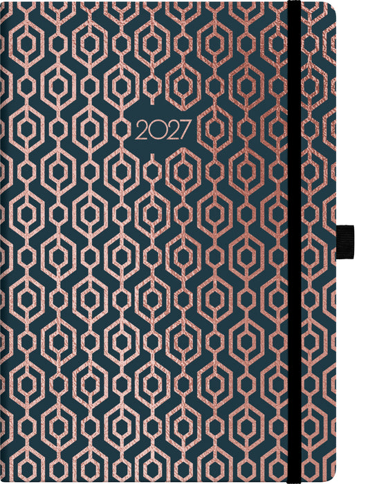 2027 Collins A53 Foil Geometric Diary, Week Per View, 148mm x 210mm