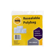 130 x 200mm Zip Lock / Resealable Bags x 50's pack AO480587