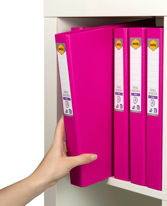 Marbig A4 2/25 Polyethylene (PE) Linen Finish Ring Binder Pink