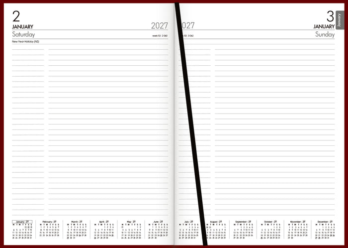 2027 Collins Diary A41, Day to Page, Red, 210mm x 297mm