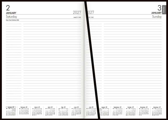 2027 Collins A41E Executive Diary, Padded PU Black Cover, Day Per Page, 210mm x 297mm