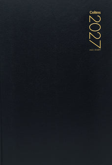2027 Collins Diary A42 Two Day Per Page, Black, 210mm x 297mm