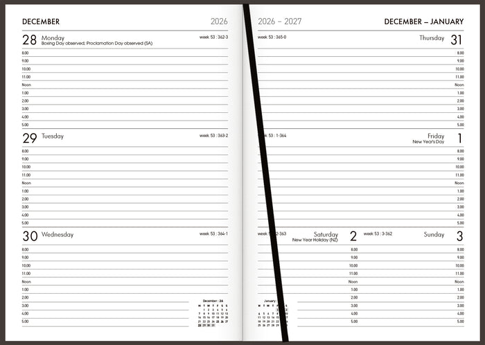 2027 Collins Diary A53A Appointment Diary, Week To View, Black, 148mm x 210mm