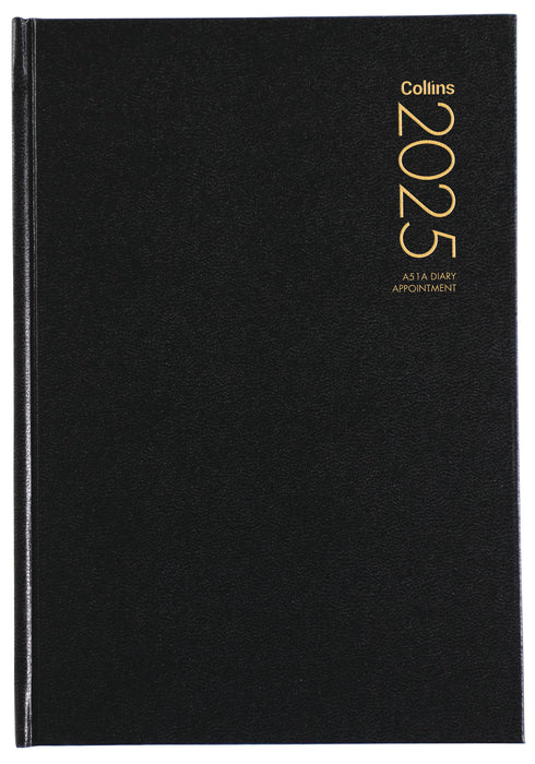 2025 Collins Diary A51A Appointment Diary, Day Per Page, Black, 148mm x 210mm