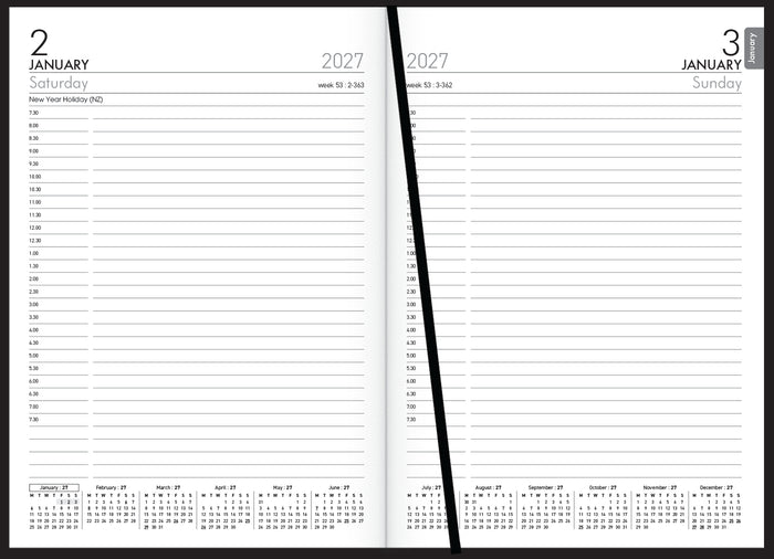 2027 Collins Diary A51A Appointment Diary, Day Per Page, Black, 148mm x 210mm