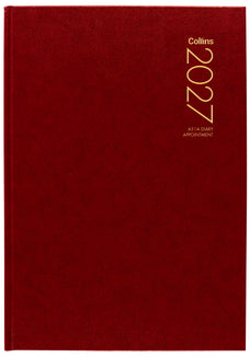 2027 Collins Diary A51A Appointment Diary, Day Per Page, Red, 148mm x 210mm