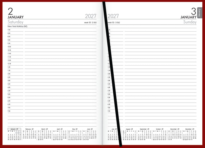 2027 Collins Diary A51A Appointment Diary, Day Per Page, Red, 148mm x 210mm