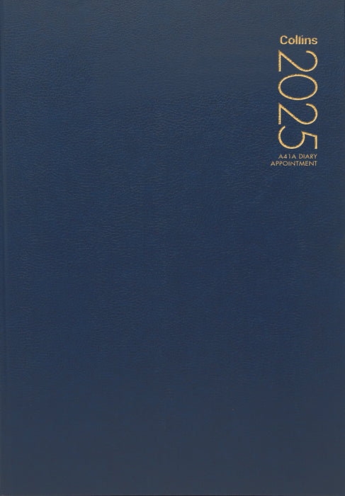 2025 Collins Diary A41A Appointment Diary, Day Per Page, Navy, 210mm x 297mm