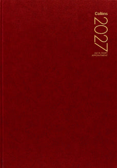 2027 Collins Diary A41A Appointment Diary, Day Per Page, Red, 210mm x 297mm