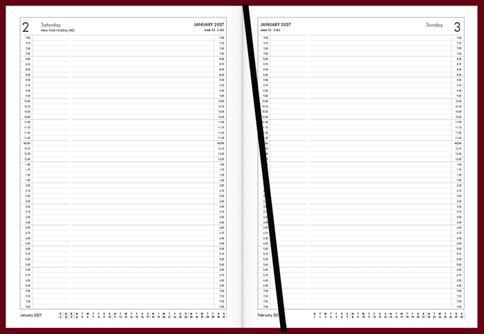 2027 Collins Diary A41A Appointment Diary, Day Per Page, Red, 210mm x 297mm