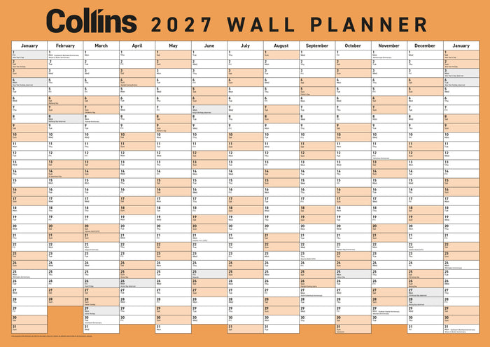 2027 Collins A3 Laminated Wallplanner, 297mm x 420mm