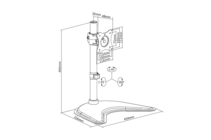 Digitus 15-27" LCD Monitor Stand with Desk Stand Base