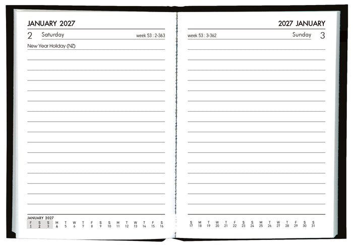 2027 Collins Pocket Diary A71, Day Per Page, Black, 74mm x 105mm