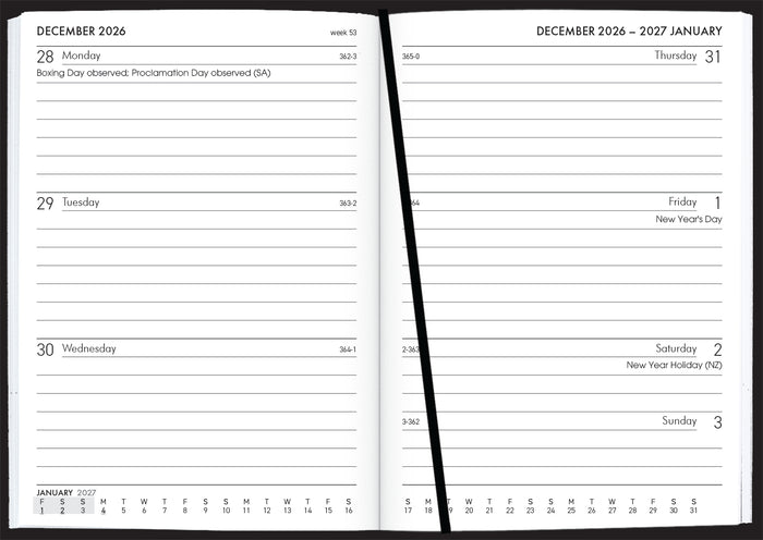 2027 Collins Pocket Diary A63, Week To View, Black, 105mm x 148mm