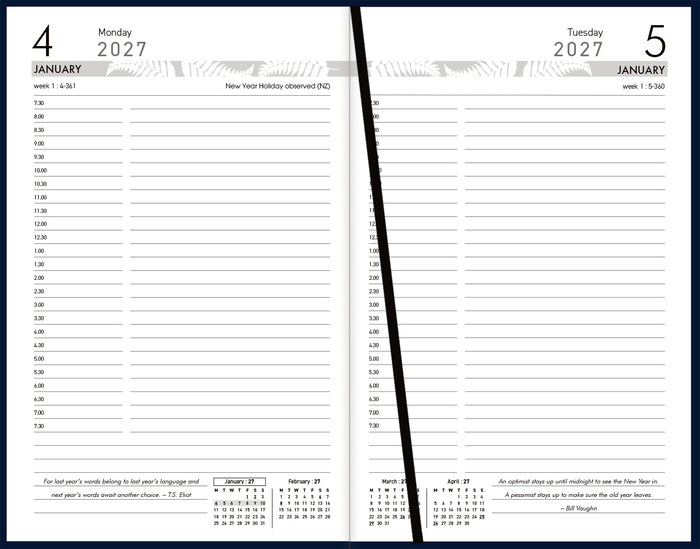 2027 Collins Diary 81A Appointment Diary, Day Per Page, Navy, 125mm x 195mm