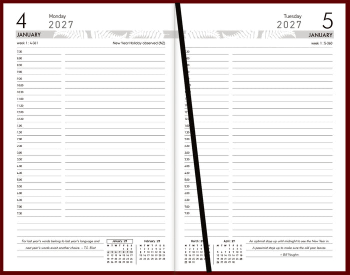 2027 Collins Diary 81A Appointment Diary, Day Per Page, Red, 125mm x 195mm