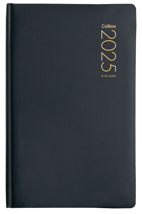 2025 Collins Diary 81EA Executive Appointment Diary, Day Per Page, Padded PU Black Cover, 125mm x 195mm Black