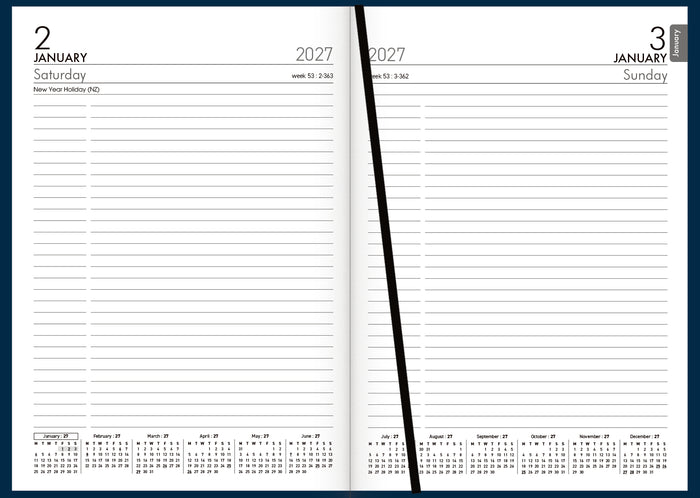 2027 Collins Diary A51P, Day Per Page, PVC Blue, 148mm x 210mm