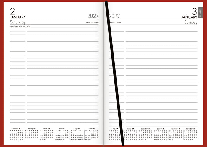 2027 Collins Diary A51P, Day Per Page, PVC Red, 148mm x 210mm