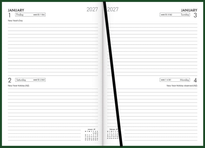 2027 Collins Farming Diary A52F, Two Day Per Page, Black, 148mm x 210mm