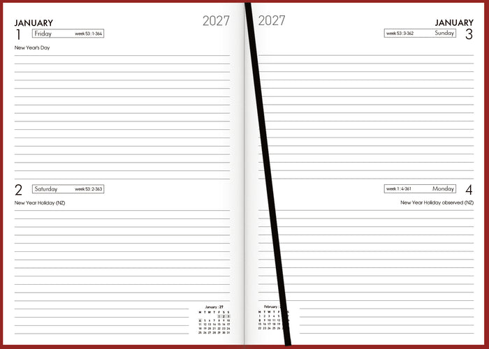 2027 Collins Diary A52, Two Day Per Page, Red, 148mm x 210mm