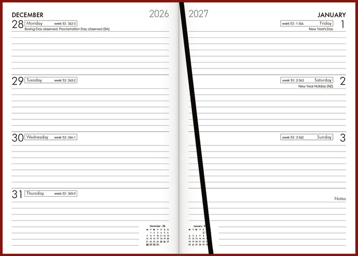 2027 Collins Diary A53, Week To View, Red, 148mm x 210mm