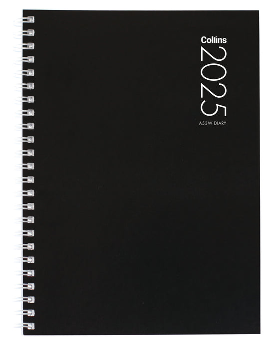 2025 Collins Diary A53W, Week To View, Gloss Art Board Cover, Assorted Colours, Wiro Bound, 148mm x 210mm