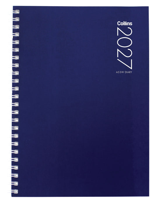 2027 Collins Diary A53W, Week To View, Gloss Art Board Cover, Assorted Colours, Wiro Bound, 148mm x 210mm