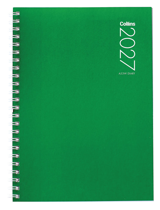 2027 Collins Diary A53W, Week To View, Gloss Art Board Cover, Assorted Colours, Wiro Bound, 148mm x 210mm