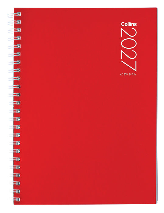 2027 Collins Diary A53W, Week To View, Gloss Art Board Cover, Assorted Colours, Wiro Bound, 148mm x 210mm