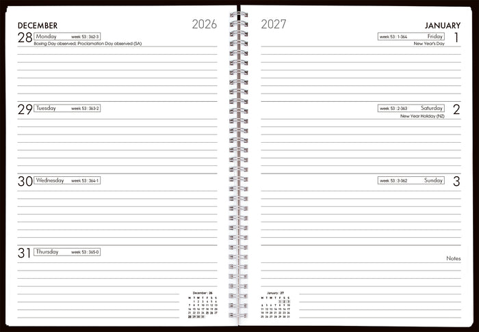 2027 Collins Diary A53W, Week To View, Gloss Art Board Cover, Assorted Colours, Wiro Bound, 148mm x 210mm