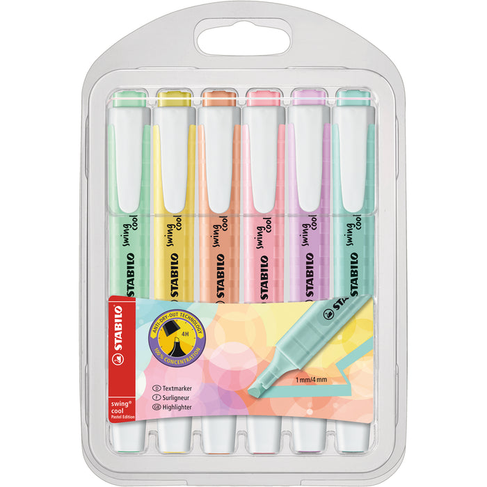 Stabilo Highlighter Swing Pastel Assorted Colours, Pack of 6