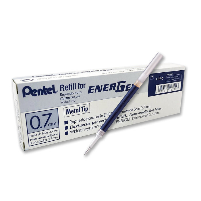 Pentel 0.7mm Gel Refill For Retractable Roller Pen - Blue (Bl77) Pack of 12