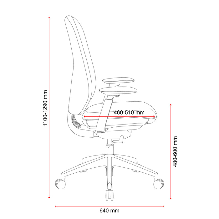 Buro Quantum Black Upholstered Back Chair with Arms