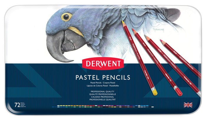 Derwent 72 Coloured Pastel Pencils in Metal Tin