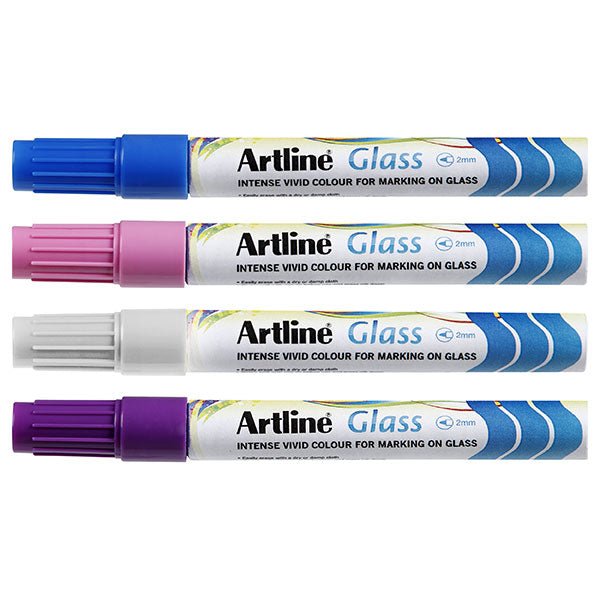 Artline Glass Board Markers 2mm Assorted Colours x 12's pack